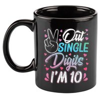 Peace Out Single Digits I'm 10 Year Old 10th Birthday Girl 11oz C Handle Ceramic Mug