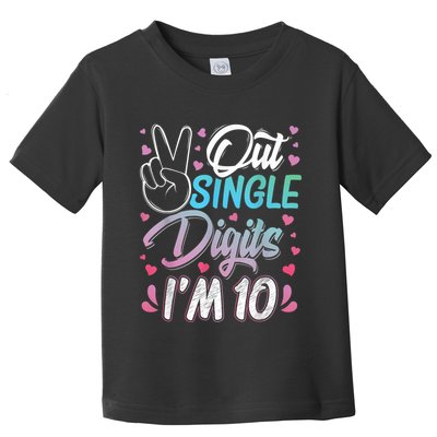 Peace Out Single Digits I'm 10 Year Old 10th Birthday Girl Toddler T-Shirt