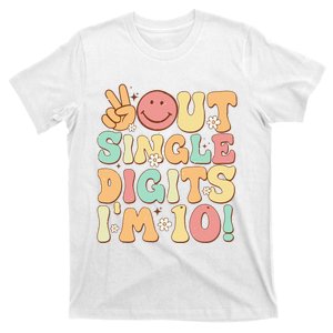 Peace Out Single Digits Retro Groovy 10th Birthday T-Shirt