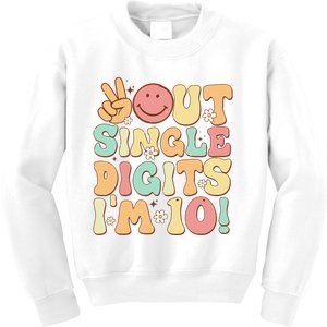 Peace Out Single Digits Retro Groovy 10th Birthday Kids Sweatshirt