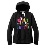 Peace Out Single Digits Im 10 Year Old 10th Birthday Women's Fleece Hoodie