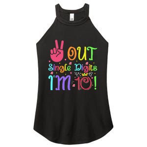 Peace Out Single Digits Im 10 Year Old 10th Birthday Women's Perfect Tri Rocker Tank