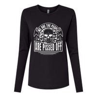 Pissed Off Skull Art Womens Cotton Relaxed Long Sleeve T-Shirt