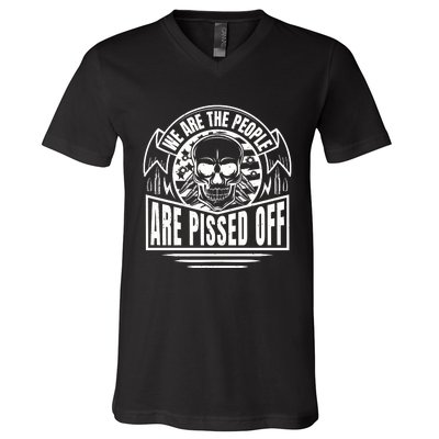 Pissed Off Skull Art V-Neck T-Shirt