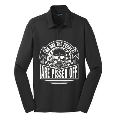 Pissed Off Skull Art Silk Touch Performance Long Sleeve Polo