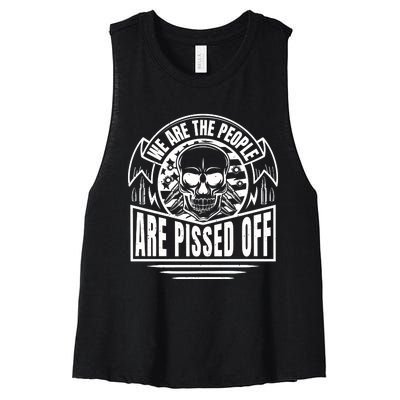 Pissed Off Skull Art Women's Racerback Cropped Tank