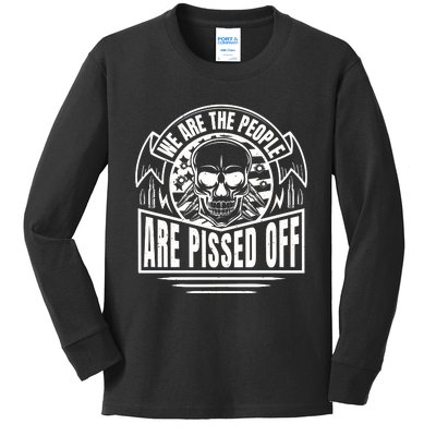 Pissed Off Skull Art Kids Long Sleeve Shirt