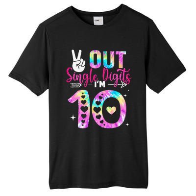 Peace Out Single Digits IM 10 Digits Tie Dye Birthday Girl Tall Fusion ChromaSoft Performance T-Shirt