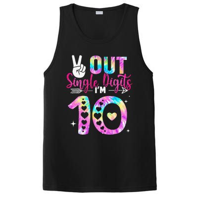 Peace Out Single Digits IM 10 Digits Tie Dye Birthday Girl PosiCharge Competitor Tank