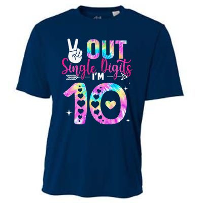 Peace Out Single Digits IM 10 Digits Tie Dye Birthday Girl Cooling Performance Crew T-Shirt