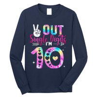 Peace Out Single Digits IM 10 Digits Tie Dye Birthday Girl Long Sleeve Shirt