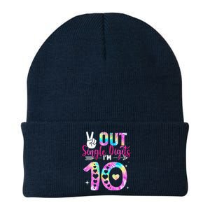 Peace Out Single Digits IM 10 Digits Tie Dye Birthday Girl Knit Cap Winter Beanie