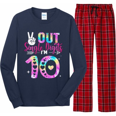 Peace Out Single Digits IM 10 Digits Tie Dye Birthday Girl Long Sleeve Pajama Set