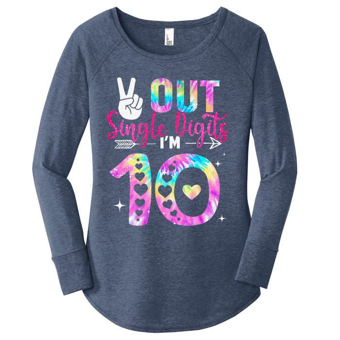 Peace Out Single Digits IM 10 Digits Tie Dye Birthday Girl Women's Perfect Tri Tunic Long Sleeve Shirt