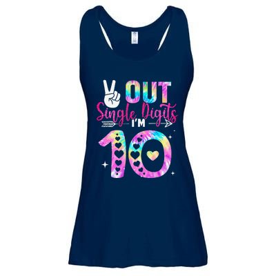 Peace Out Single Digits IM 10 Digits Tie Dye Birthday Girl Ladies Essential Flowy Tank