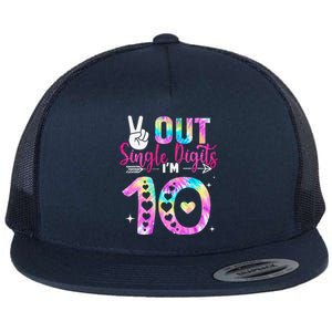 Peace Out Single Digits IM 10 Digits Tie Dye Birthday Girl Flat Bill Trucker Hat