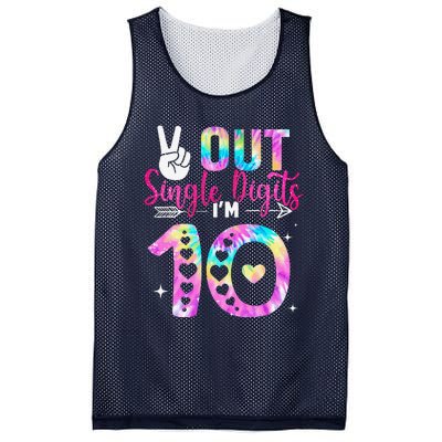 Peace Out Single Digits IM 10 Digits Tie Dye Birthday Girl Mesh Reversible Basketball Jersey Tank