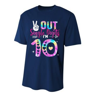 Peace Out Single Digits IM 10 Digits Tie Dye Birthday Girl Performance Sprint T-Shirt