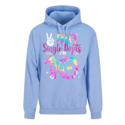 Peace Out Single Digits IM 10 Digits Tie Dye Birthday Girl Unisex Surf Hoodie