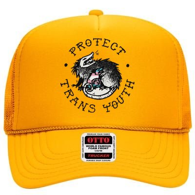 Protect Opossum Support Lgbt Pride High Crown Mesh Back Trucker Hat