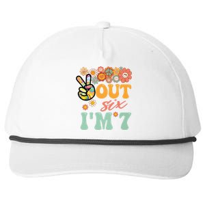 Peace Out Six I'm 7 Groovy 7th Happy Birthday Boy Girl Snapback Five-Panel Rope Hat