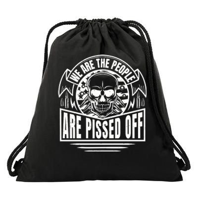 Pissed Off Skull Art Drawstring Bag