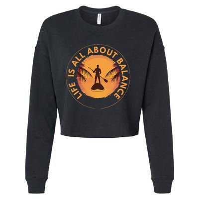 Paddleboarder On Sup Paddle Board For Standup Paddling Cropped Pullover Crew