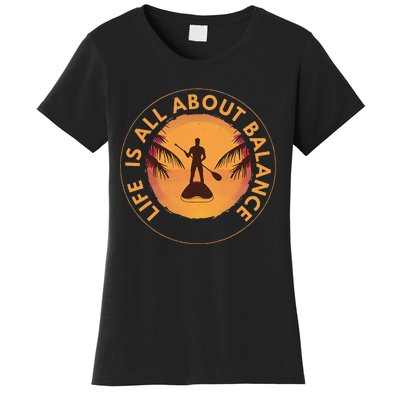 Paddleboarder On Sup Paddle Board For Standup Paddling Women's T-Shirt