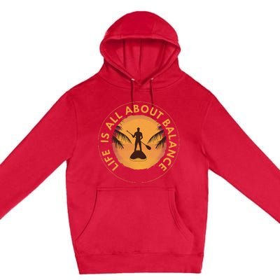 Paddleboarder On Sup Paddle Board For Standup Paddling Premium Pullover Hoodie