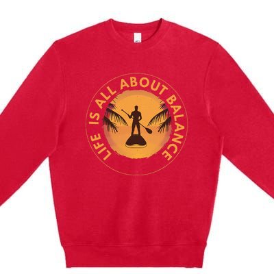 Paddleboarder On Sup Paddle Board For Standup Paddling Premium Crewneck Sweatshirt