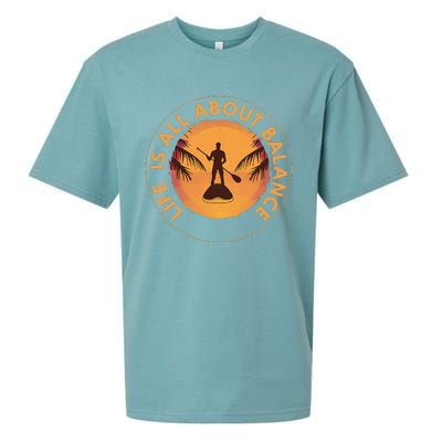 Paddleboarder On Sup Paddle Board For Standup Paddling Sueded Cloud Jersey T-Shirt