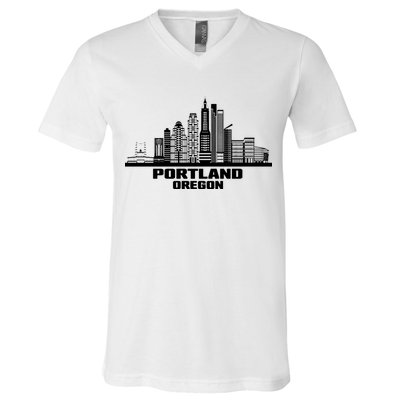 Portland Oregon State Skyline V-Neck T-Shirt