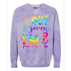 Peace Out Seven Im 8 Tie Dye 8th Happy Birthday Boy Girl Colorblast Crewneck Sweatshirt