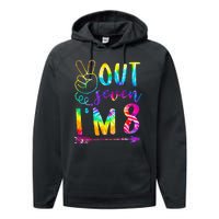 Peace Out Seven Im 8 Tie Dye 8th Happy Birthday Boy Girl Performance Fleece Hoodie