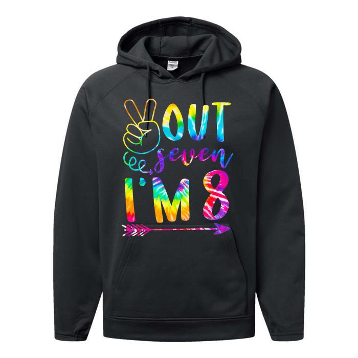 Peace Out Seven Im 8 Tie Dye 8th Happy Birthday Boy Girl Performance Fleece Hoodie