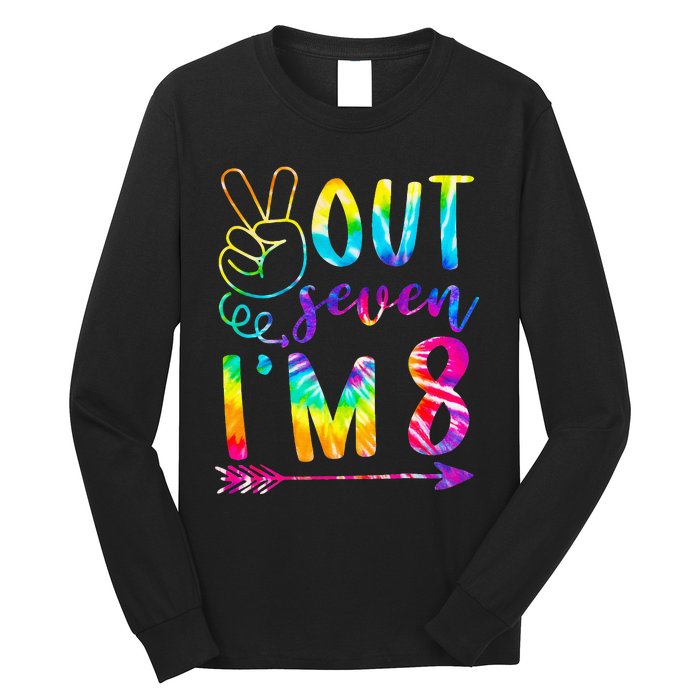 Peace Out Seven Im 8 Tie Dye 8th Happy Birthday Boy Girl Long Sleeve Shirt