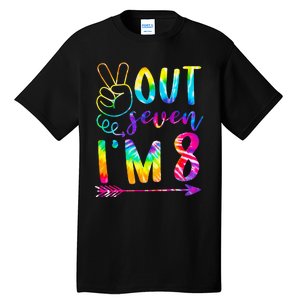 Peace Out Seven Im 8 Tie Dye 8th Happy Birthday Boy Girl Tall T-Shirt