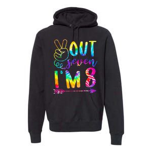 Peace Out Seven Im 8 Tie Dye 8th Happy Birthday Boy Girl Premium Hoodie