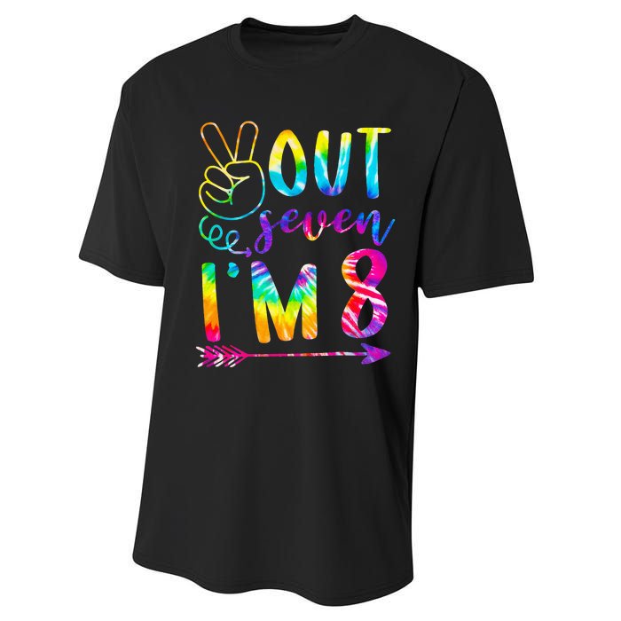 Peace Out Seven Im 8 Tie Dye 8th Happy Birthday Boy Girl Performance Sprint T-Shirt