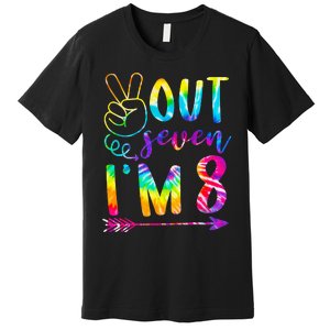 Peace Out Seven Im 8 Tie Dye 8th Happy Birthday Boy Girl Premium T-Shirt