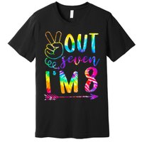 Peace Out Seven Im 8 Tie Dye 8th Happy Birthday Boy Girl Premium T-Shirt