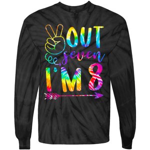 Peace Out Seven Im 8 Tie Dye 8th Happy Birthday Boy Girl Tie-Dye Long Sleeve Shirt