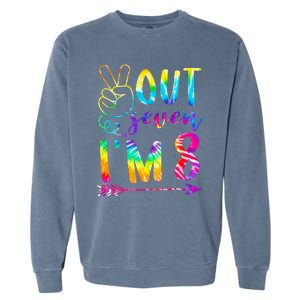 Peace Out Seven Im 8 Tie Dye 8th Happy Birthday Boy Girl Garment-Dyed Sweatshirt