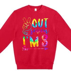 Peace Out Seven Im 8 Tie Dye 8th Happy Birthday Boy Girl Premium Crewneck Sweatshirt