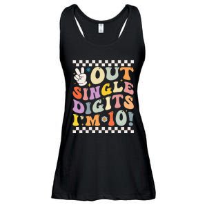 Peace Out Single Digits Retro Groovy 0th Birthday Ladies Essential Flowy Tank