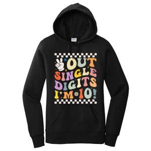 Peace Out Single Digits Retro Groovy 0th Birthday Women's Pullover Hoodie