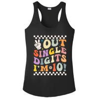 Peace Out Single Digits Retro Groovy 0th Birthday Ladies PosiCharge Competitor Racerback Tank