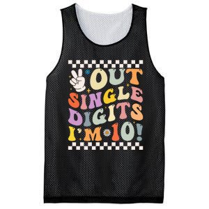 Peace Out Single Digits Retro Groovy 0th Birthday Mesh Reversible Basketball Jersey Tank