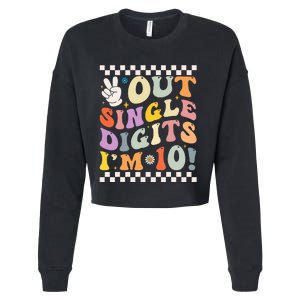 Peace Out Single Digits Retro Groovy 0th Birthday Cropped Pullover Crew