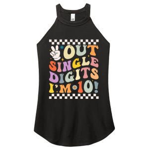 Peace Out Single Digits Retro Groovy 0th Birthday Women's Perfect Tri Rocker Tank